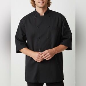 NWT Chef Works Mens Black Avignon Double Breasted Bistro Chefs Coat Size XL